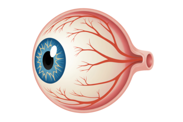 Human eye anatomy illustration showing retina optic nerve and eyeball structure