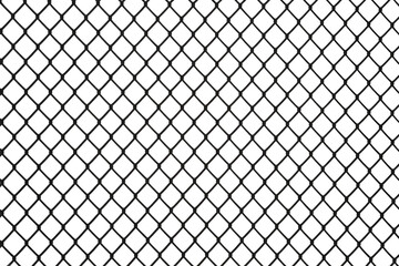 Chain link fence with transparent background, metal grid pattern, security border, protective barrier