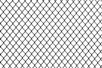 Chain link fence with transparent background, metal grid pattern, security border, protective barrier
