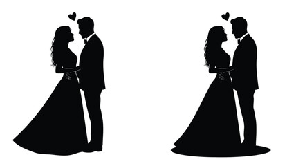 Fototapeta premium Couple embracing tenderly a romantic pose captured in black silhouette