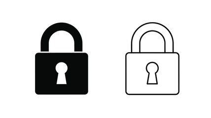 Two padlock icons one filled and one outlined a security symbol silhouette