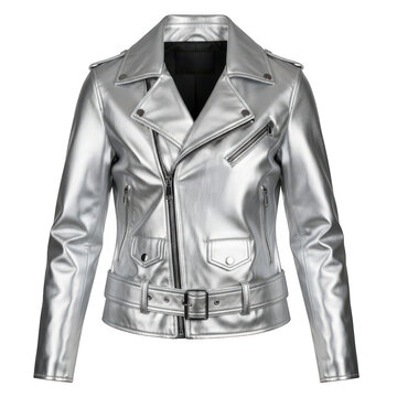 Silver leather biker jacket