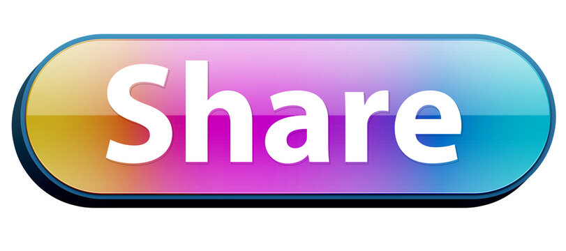 Vibrant Glossy Share Button, Social Media Networking Icon for Apps