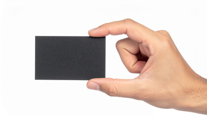 A person holding a blank blackboard sign for business communication and advertisement presentation of a successful message or empty note space isolated on a plain background