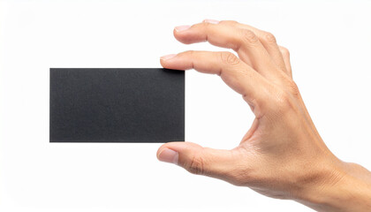 Obraz premium A person holding an empty blank blackboard and a business card for a professional communication message advertisement showing a presentation space with an isolated hand