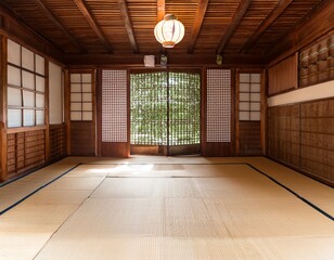 karate dojo room made of wood