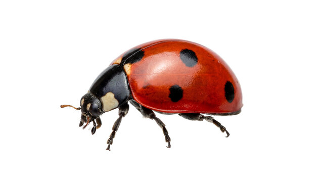 A ladybug with red and black spots on transparent background - Powered by Adobe
