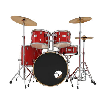 Red drum set isolated on transparent background