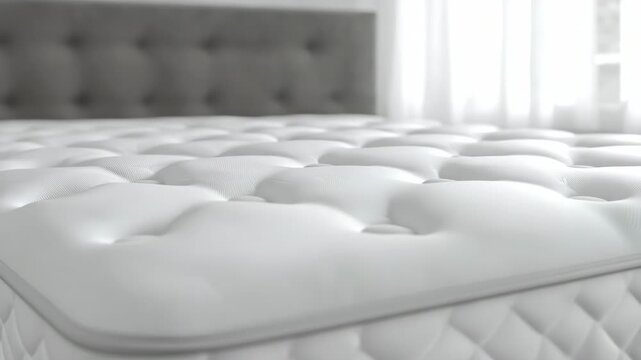 An advertisement for a mattress with a soft quilted surface.