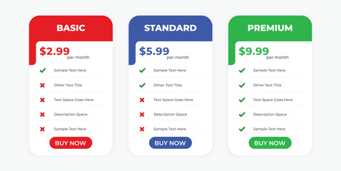 Modern Subscription Pricing Plans Comparison Table