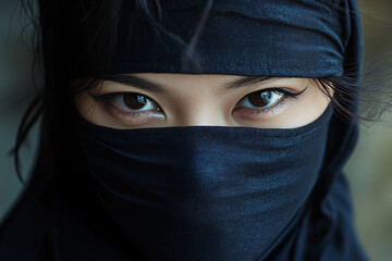 Portrait of Japanese female Ninja warrior
