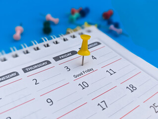 Good Friday 2026 marked on calendar 3rd april