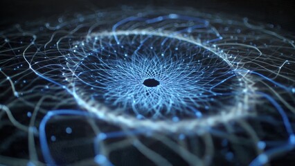 Abstract blue network with central hole