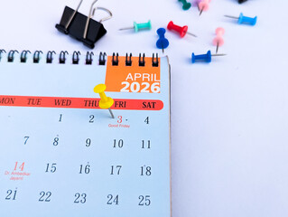 good friday april 3 2026 marked calendar planning concept