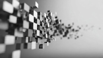 Abstract gray scale cubes art