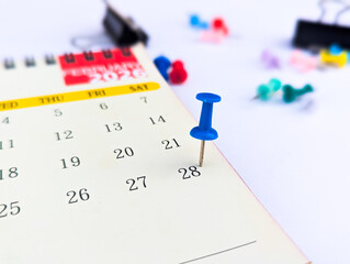 28th february last date marked with pushpin on calendar 2026