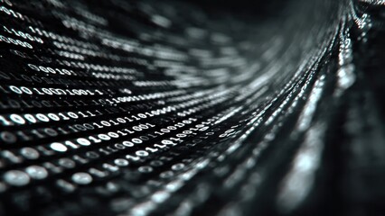 Binary code stream in digital cyberspace