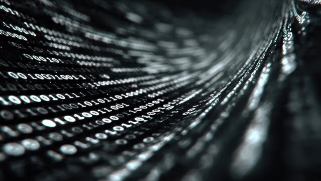 Binary code stream in digital cyberspace - Powered by Adobe