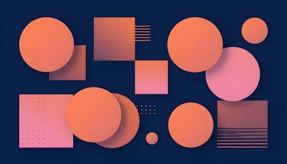 Abstract geometric shapes in warm gradient colors on a dark blue background