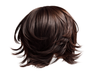 Brown Wavy Hair Wig Isolated on Grey Background