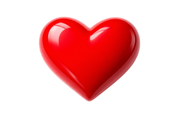 Glossy red heart isolated on white background. Love symbol. Valentine’s Day concept.