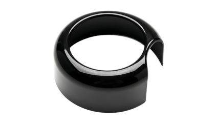 Shiny silver metallic cuff with open end isolated on a transparent background jewelry