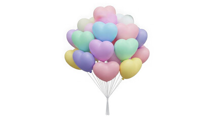 Soft Pastel Heart Balloons Isolated On Black For Love Romance