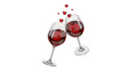 Romantic Wine Toast With Floating Red Hearts
