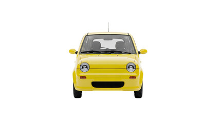 Yellow Car Front View isolated on a transparent background vehicle headlights