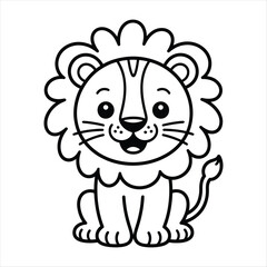 Fototapeta premium Happy cartoon lion with a fluffy mane illustration