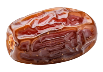 single dried date fruit on white background