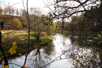Weisse Elster river in Elstertal valley near Moschwitz village in Vogtland region in Germany