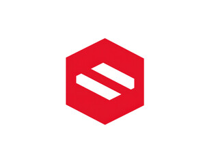 Hexagonal Red Geometric Logo on White Background