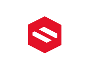 Hexagonal Red Geometric Logo on White Background