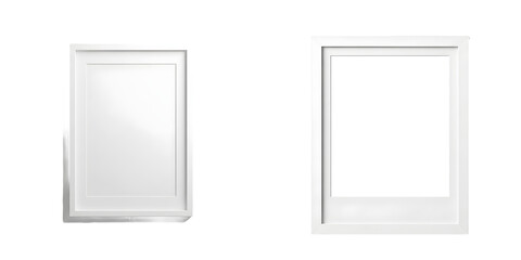 high quality set of two blank photo frames isolated on white background PNG file. ./.