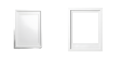 high quality set of two blank photo frames isolated on white background PNG file. ./.