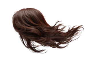 Floating Brown Hair on Grey Background  