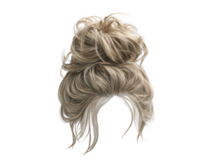 Blonde Messy Bun Hairstyle on Gray Background