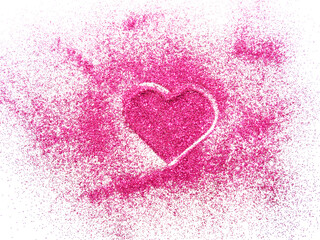 Blurred pink heart shaped glitter