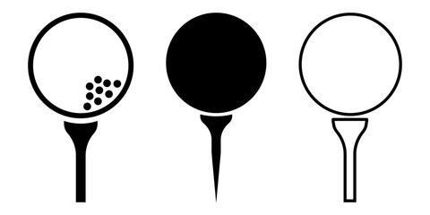 Set of golf balls on tee