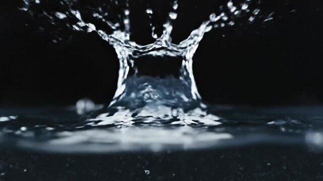 Dramatic slow-motion of water droplet impact with incredible splash effects on reflective surface