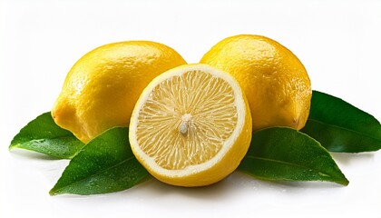 fresh lemons with leaves