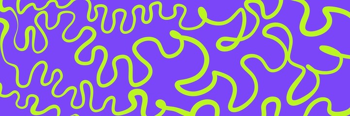 Fototapeta premium Violet pink abstract tangled lines with lime green accents and energetic flow, ideal for luxury rave or festival seamless branding