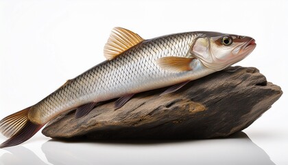 hillstream fish resting on rock white background