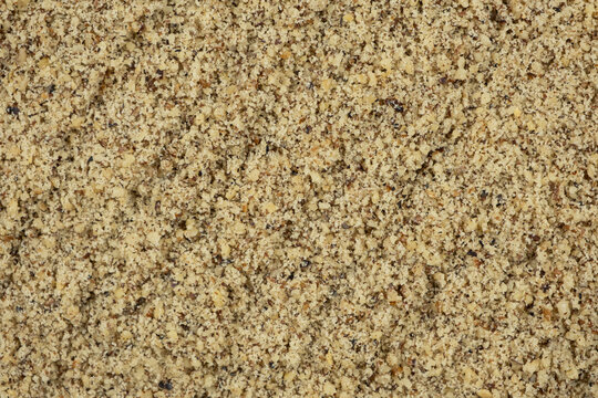 Macro crushed walnut kernels top view