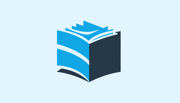 Abstract Blue Book Icon With Pages Vector Illustration Design Concept