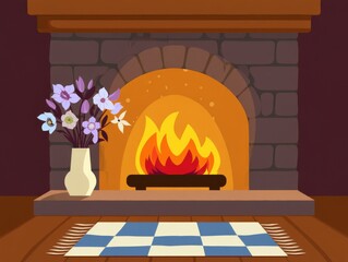Cozy Fireplace Scene