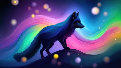Mystical Fox in a Rainbow Dream