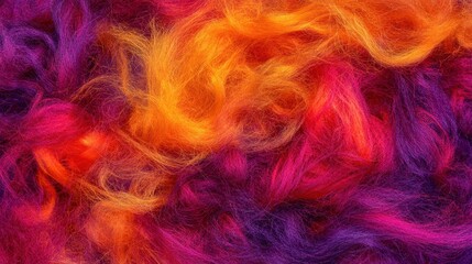 Abstract and vibrant background texture of interweaving strands of deep crimson and bright orange fibers