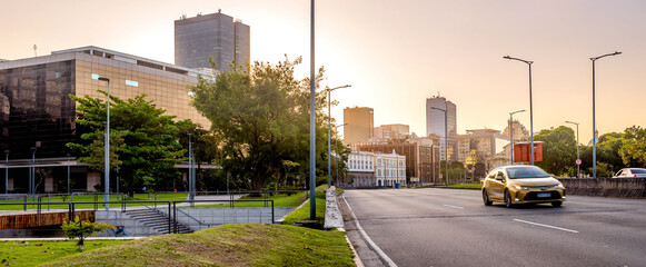 Naklejka premium Alfred Agache Avenue and Largo da Misericórdia. Marshal Âncora Square in downtown Rio de Janeiro - Brazil.